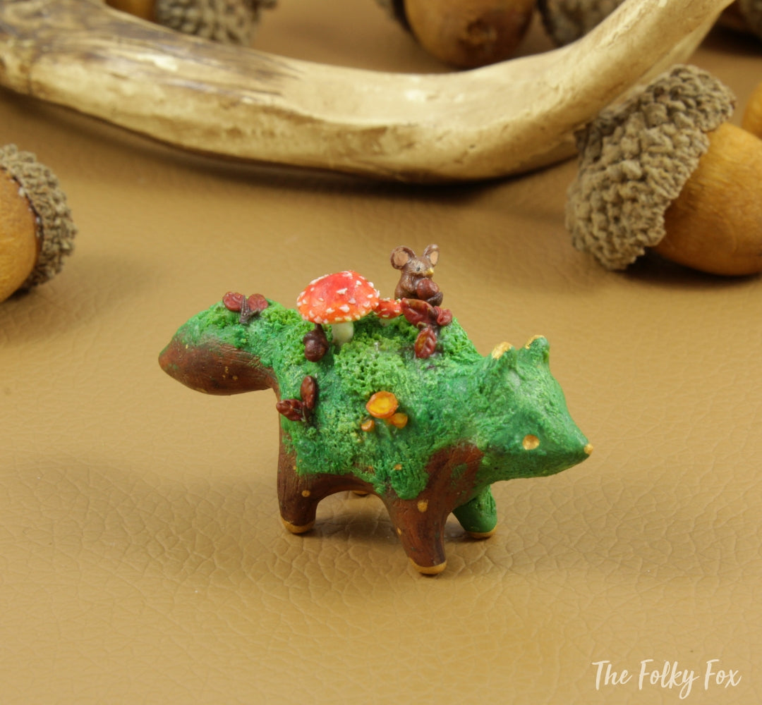 Mushroom Fox Sculpture in Polymer Clay - 2 - The Folky Fox