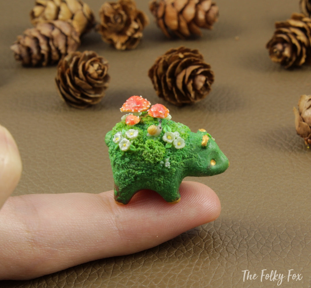 Mushroom bear Sculpture in Polymer Clay - 1 - The Folky Fox