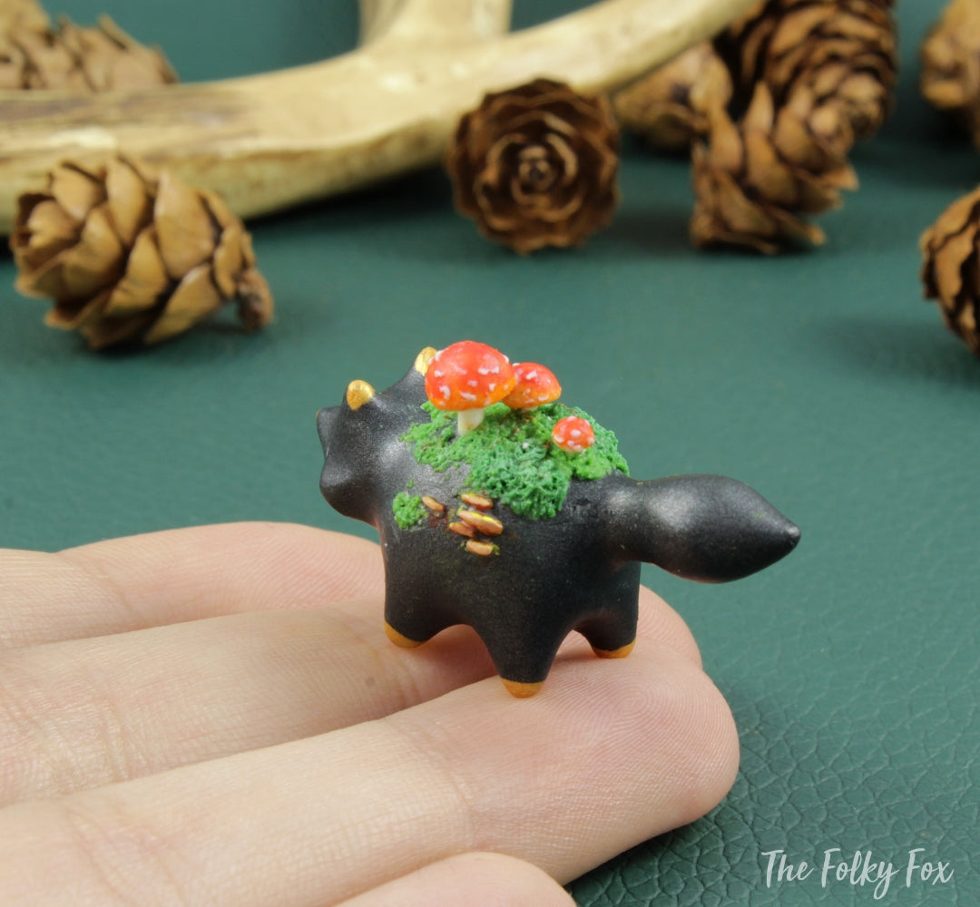 Mushroom Fox Sculpture in Polymer Clay - 4 - The Folky Fox