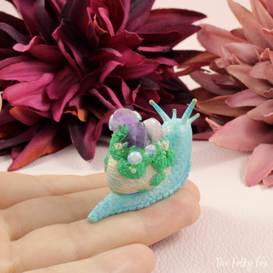 Crystal Snail Sculpture in Polymer Clay - The Folky Fox