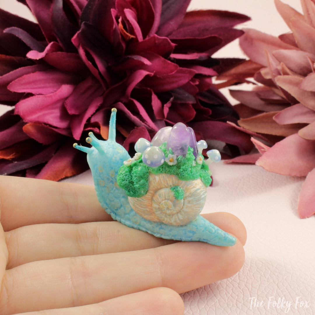Crystal Snail Sculpture in Polymer Clay - The Folky Fox