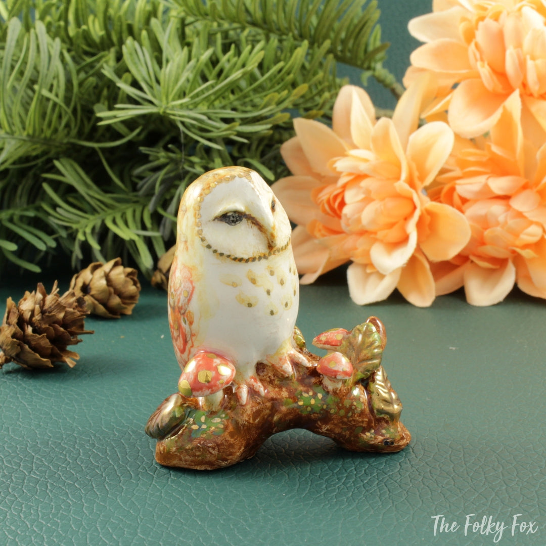 Barn Owl Figurine in Ceramic - The Folky Fox