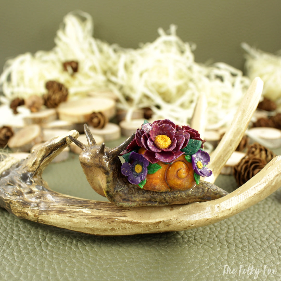 Spring Snail Sculpture in Polymer Clay - The Folky Fox