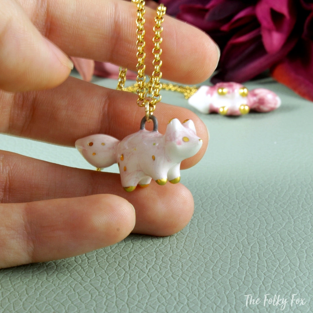White Fox Necklace in Ceramic - The Folky Fox