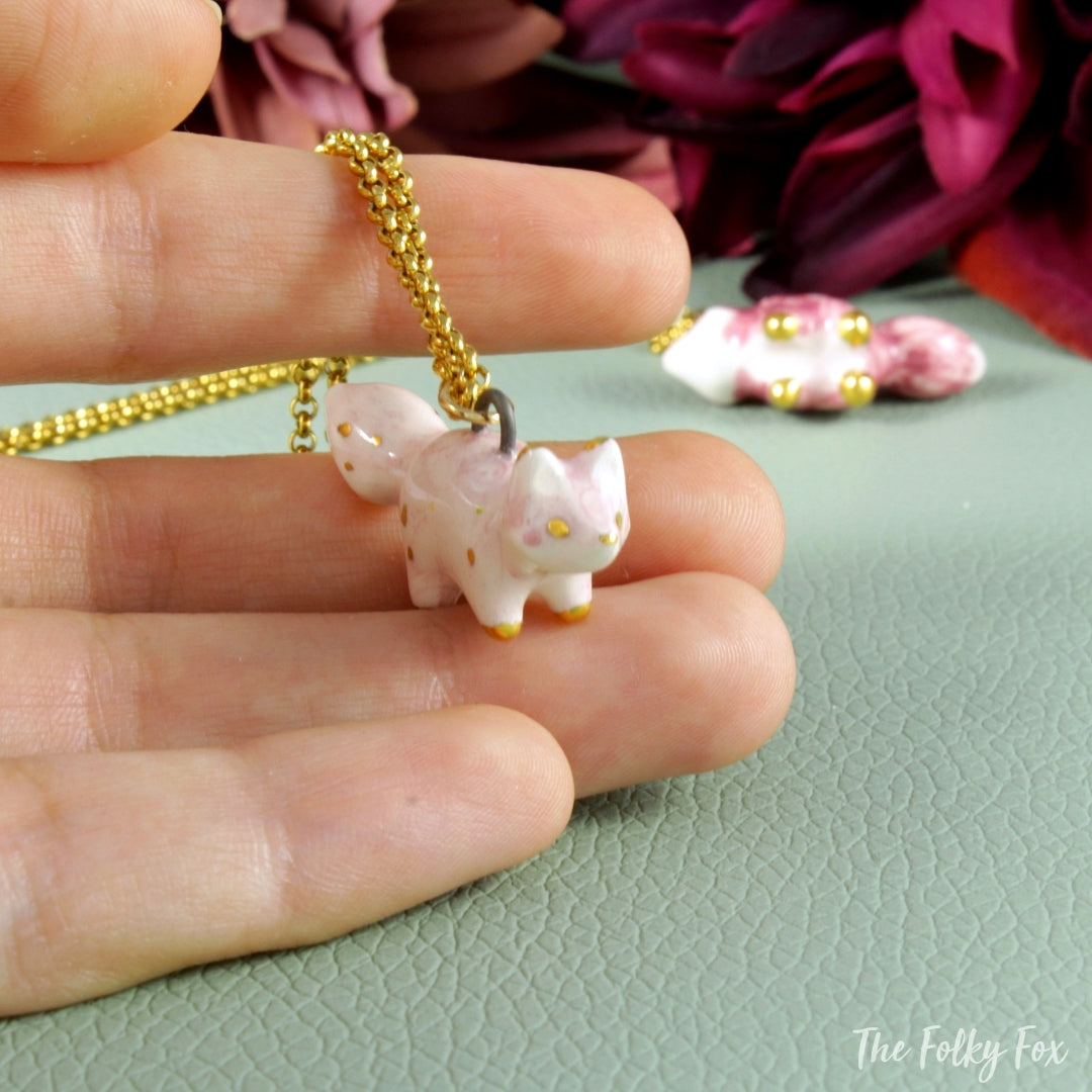 White Fox Necklace in Ceramic - The Folky Fox