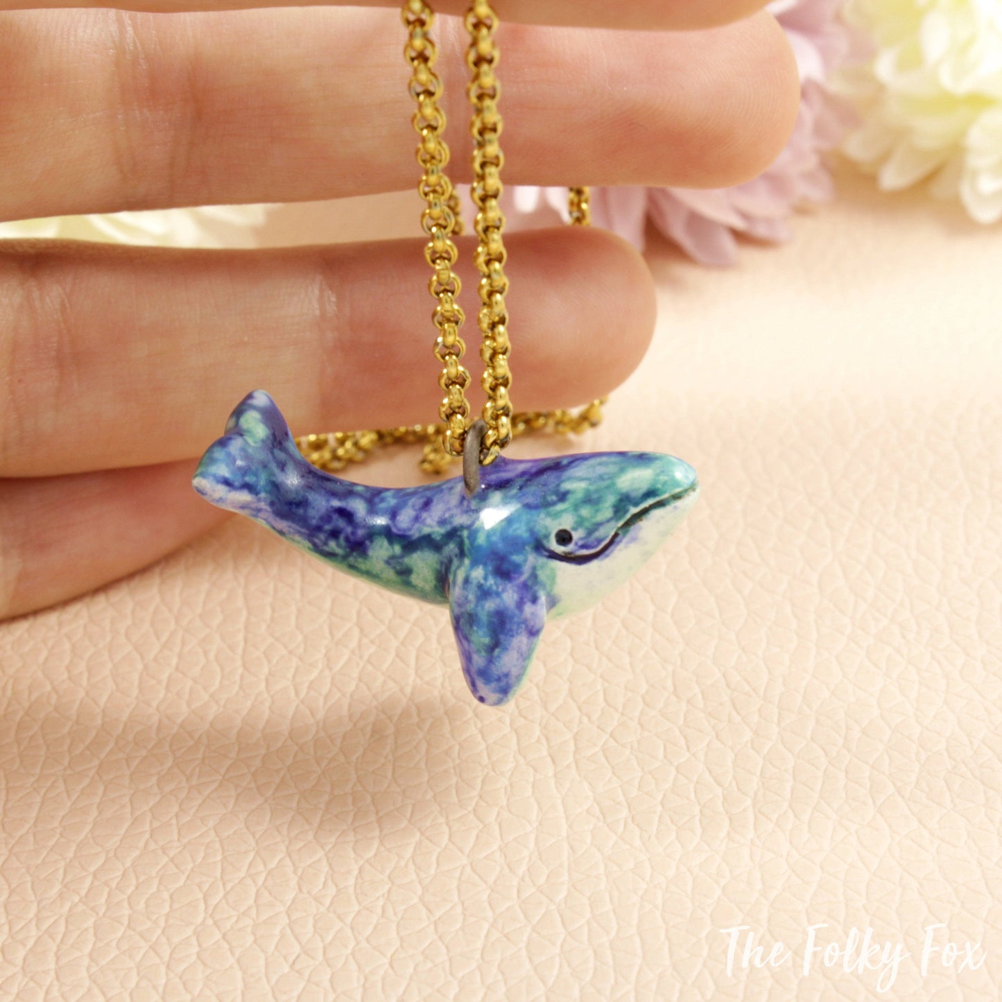 Blue Whale Necklace in Ceramic - The Folky Fox