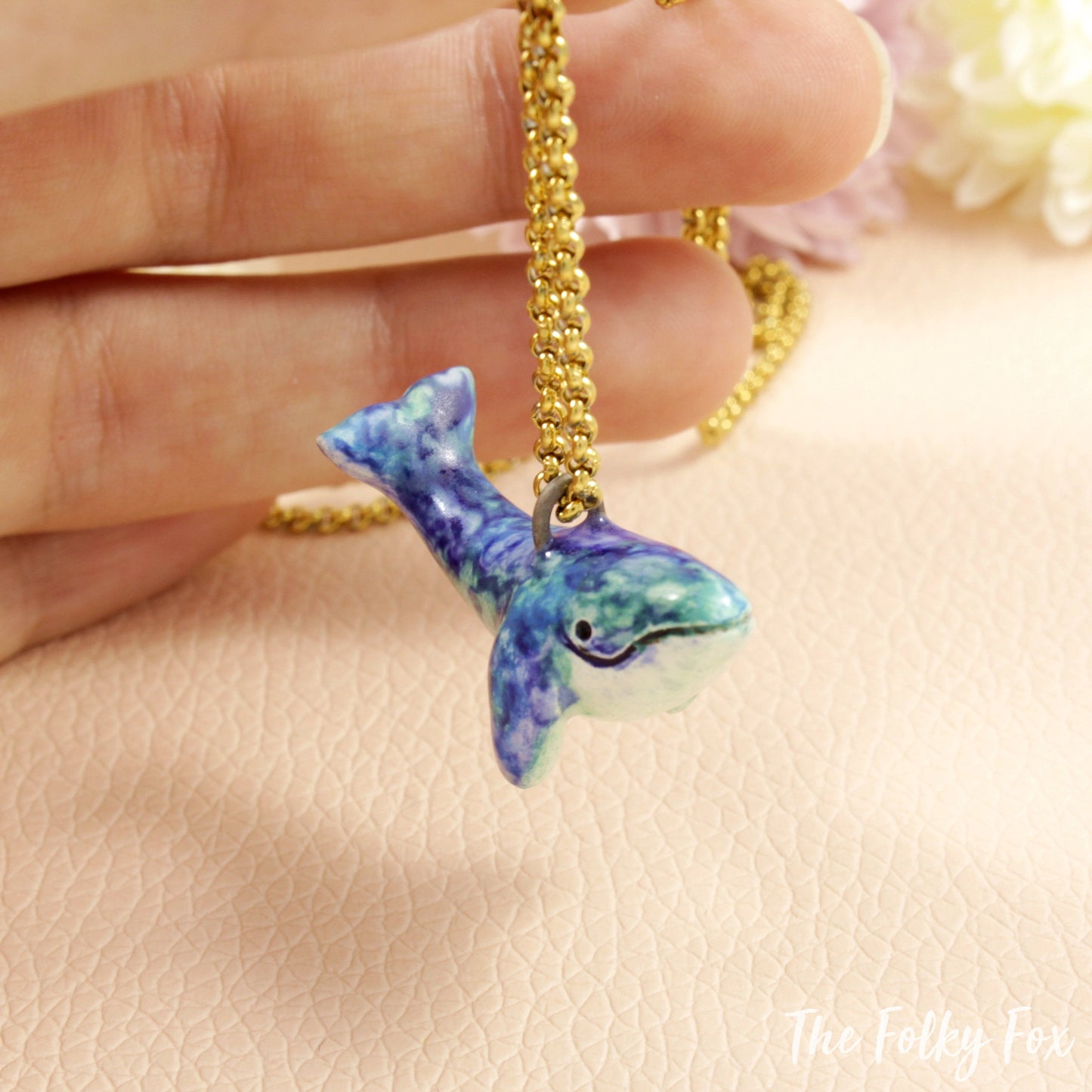 Blue Whale Necklace in Ceramic - The Folky Fox