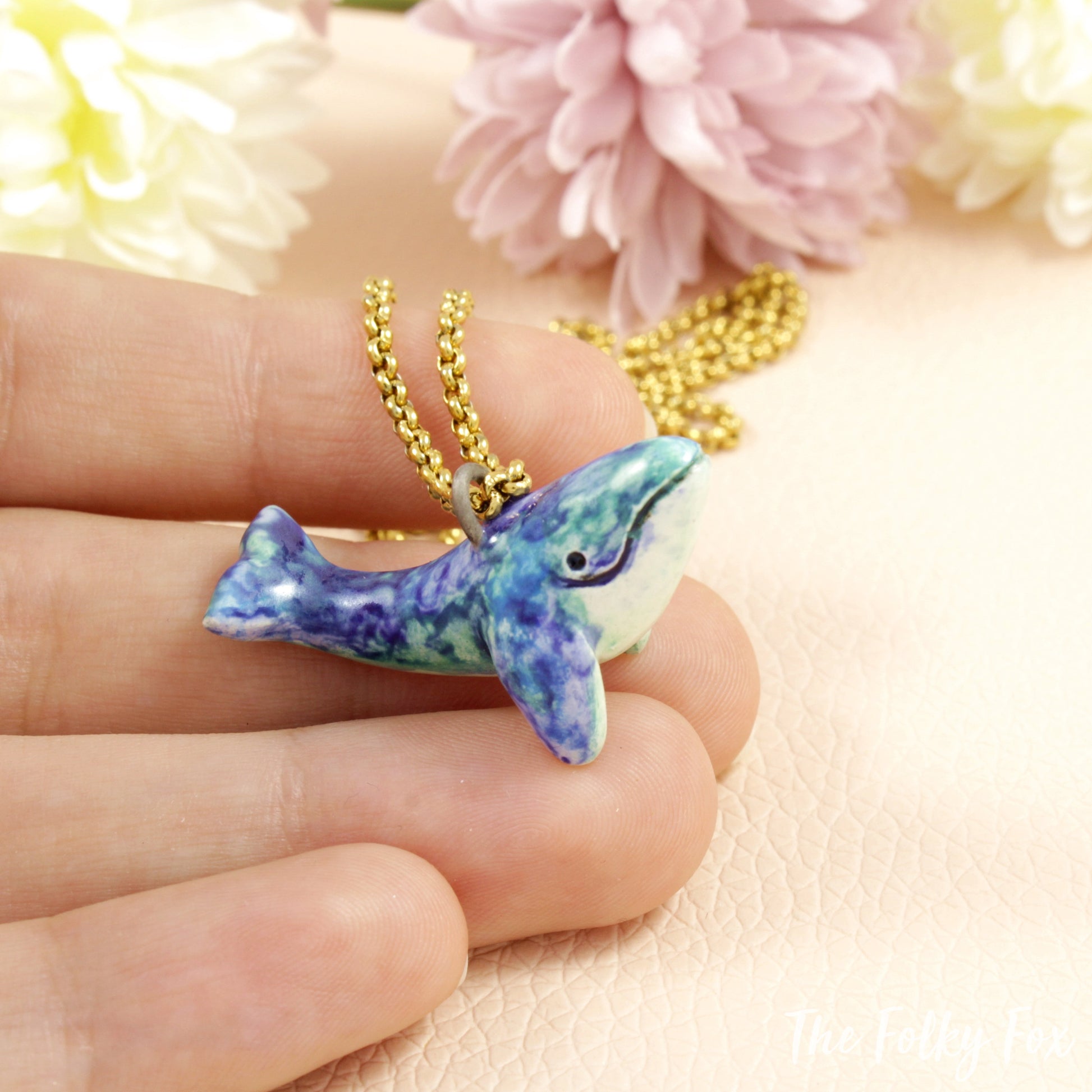 Blue Whale Necklace in Ceramic - The Folky Fox