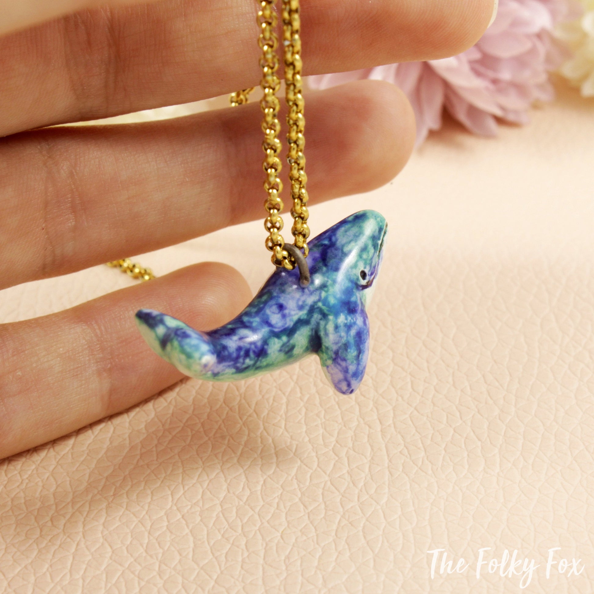 Blue Whale Necklace in Ceramic - The Folky Fox