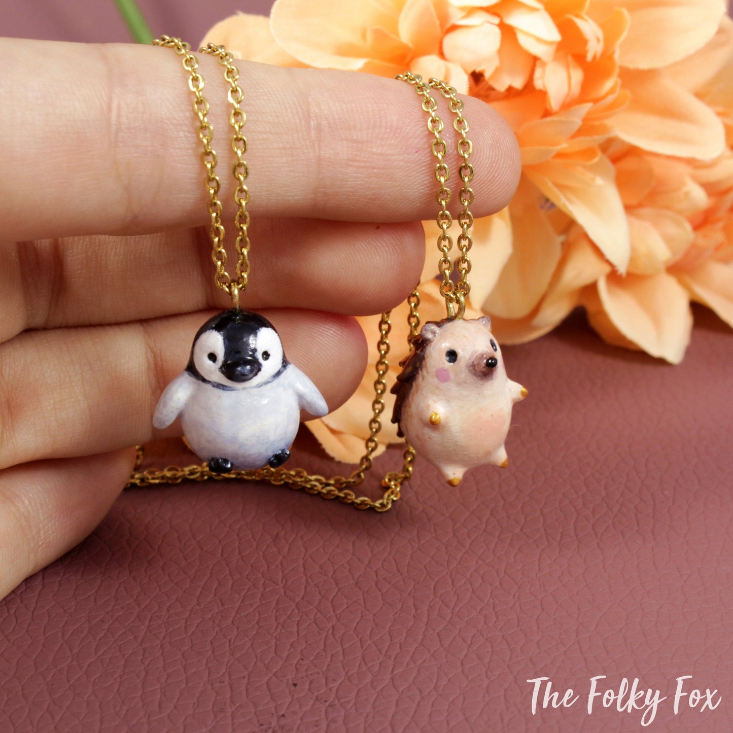 Penguin Necklace in Polymer Clay - The Folky Fox