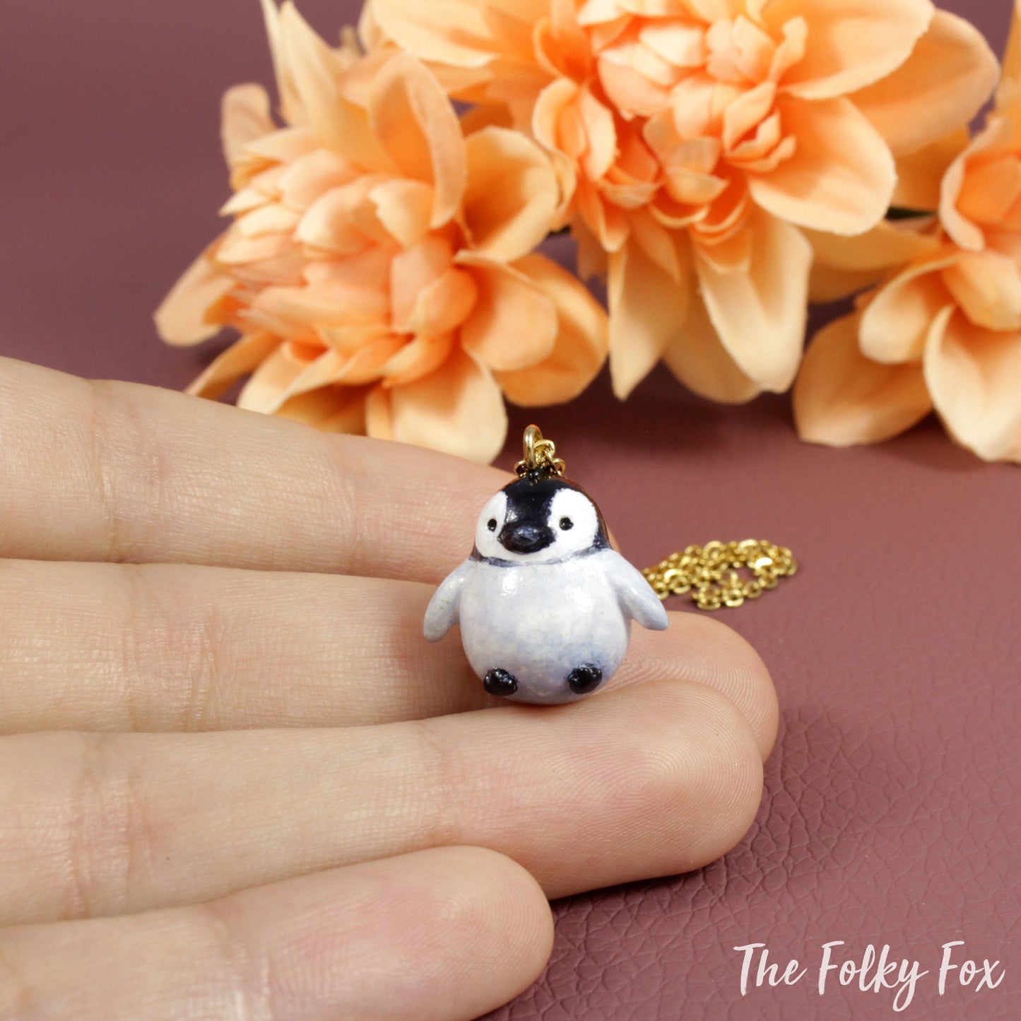 Penguin Necklace in Polymer Clay - The Folky Fox