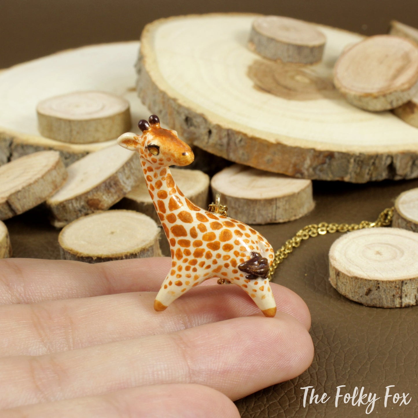 Giraffe Necklace in Polymer Clay - The Folky Fox