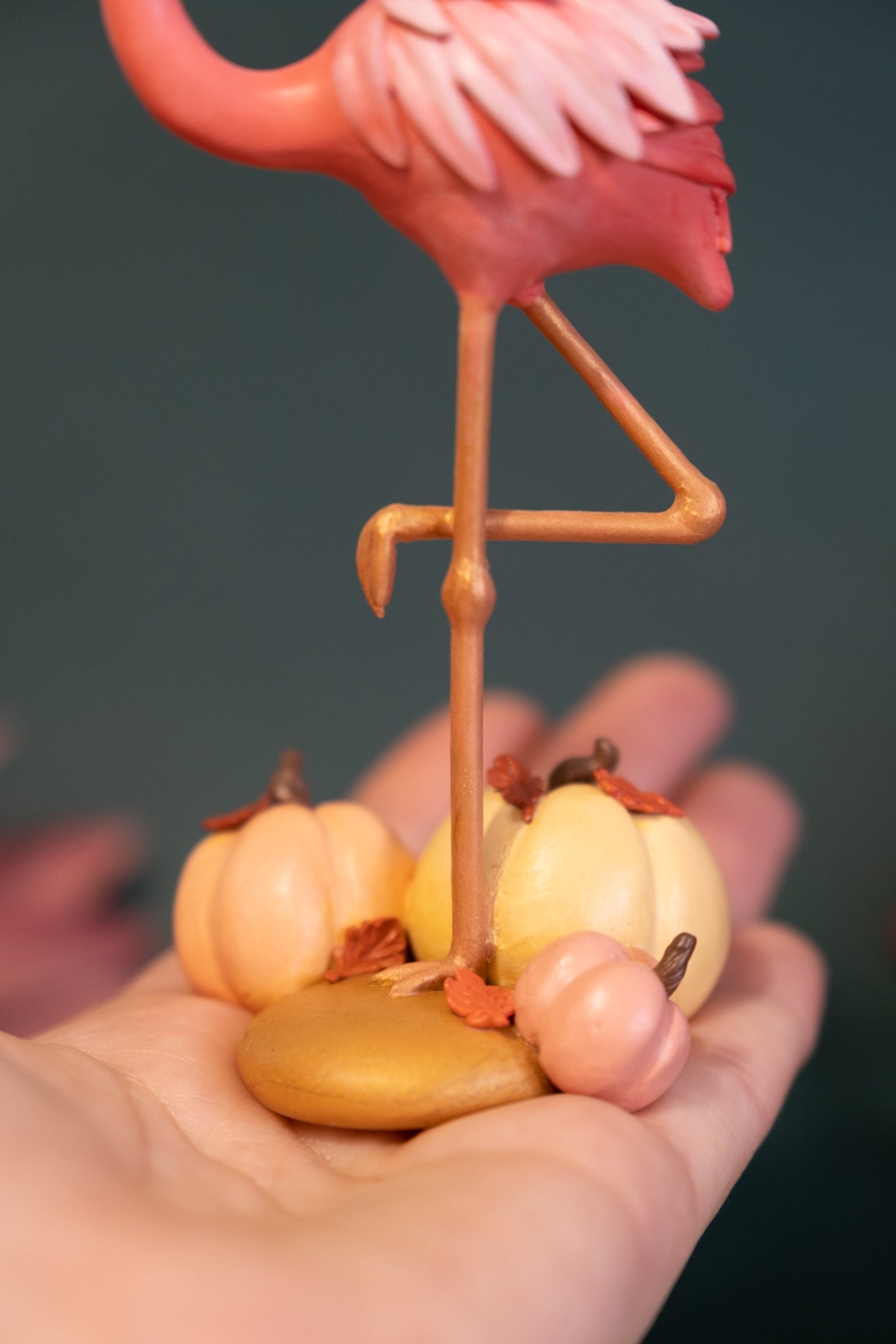 Halloween Flamingo Sculpture in Polymer Clay