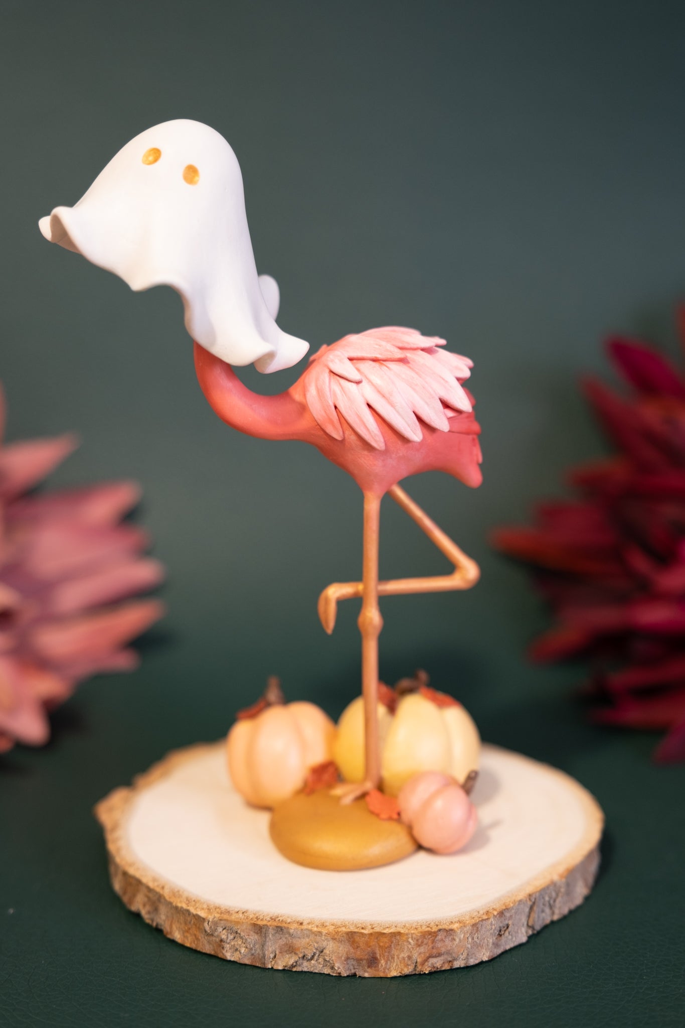 Halloween Flamingo Sculpture in Polymer Clay