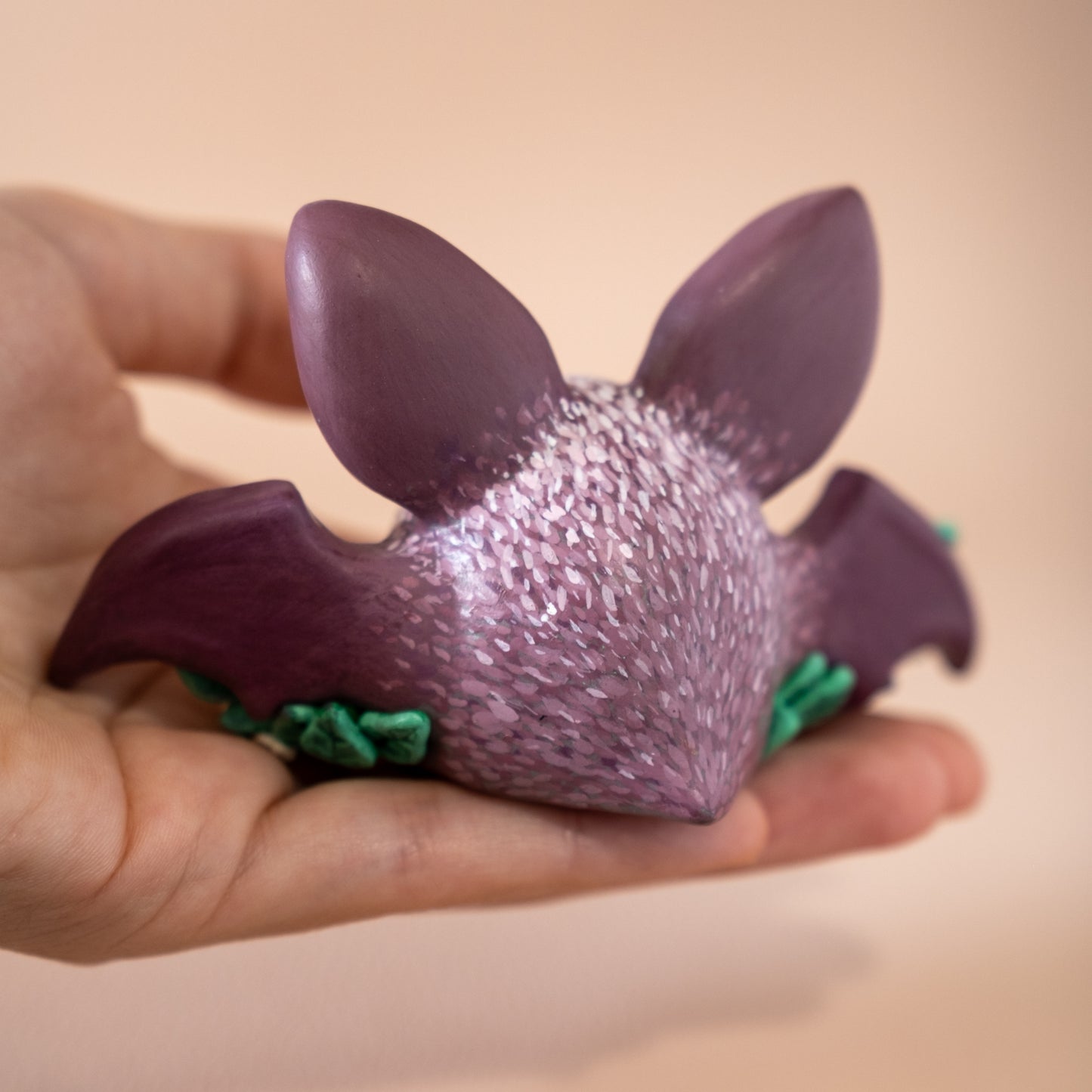 Purple Bat Figurine in Polymer Clay