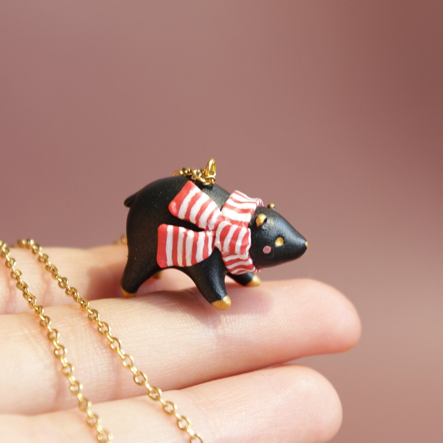 Winter Bear Necklace in Polymer Clay