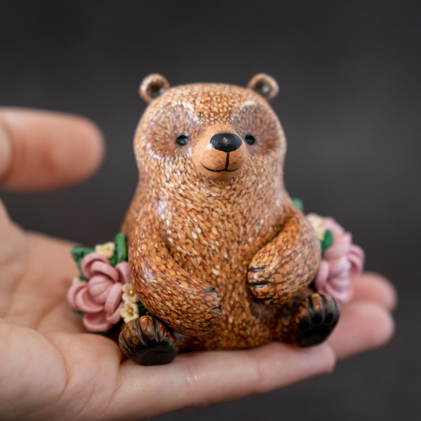 Brown Bear Figurine in Polymer Clay