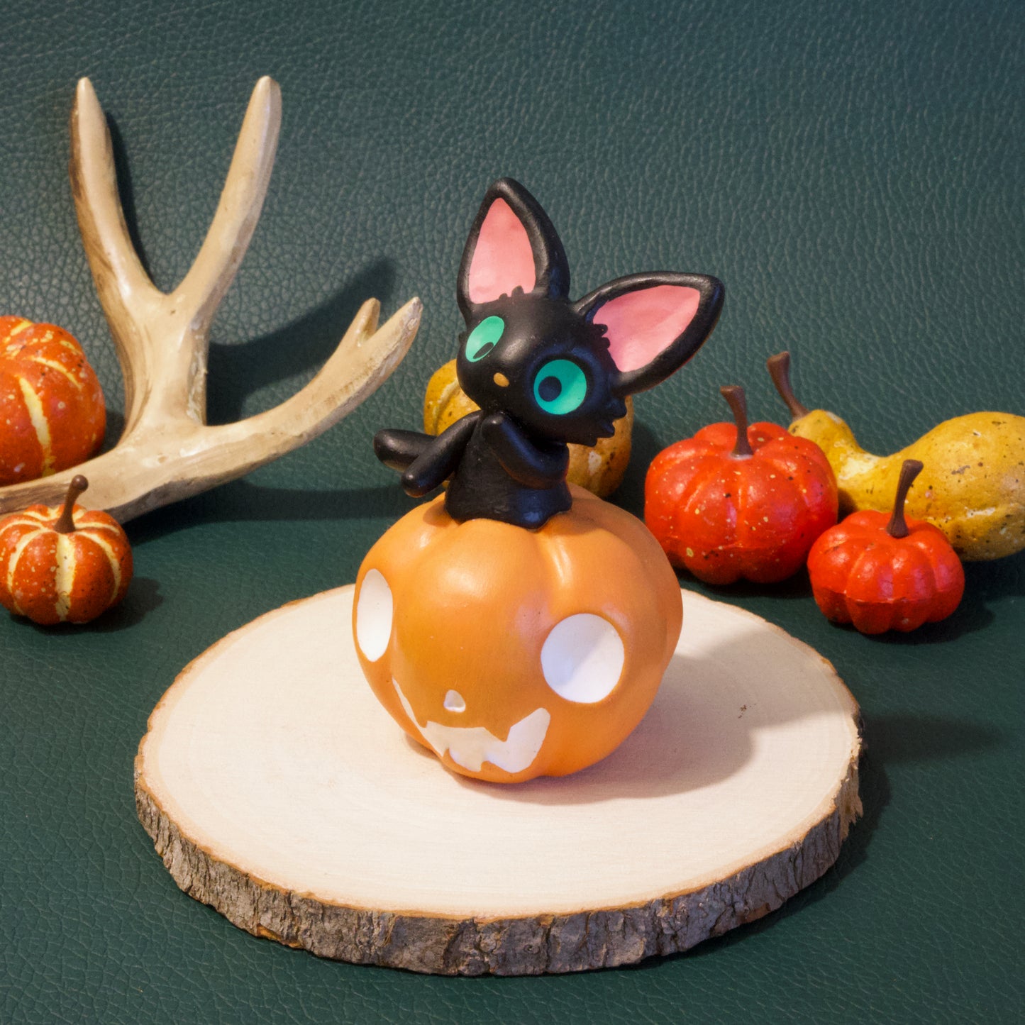 Pumpkin Cat Sculpture in Polymer Clay