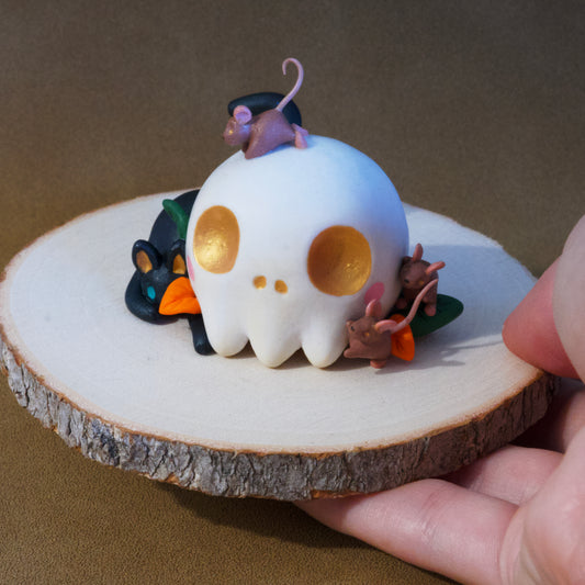 Scull and companions Sculpture in Polymer Clay
